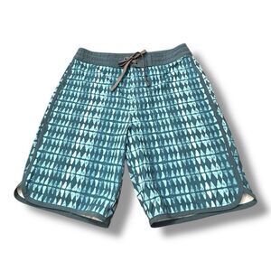 PrAna Roots Studio Green Blue Geometric Board Short Swim Water Men’s Size 30